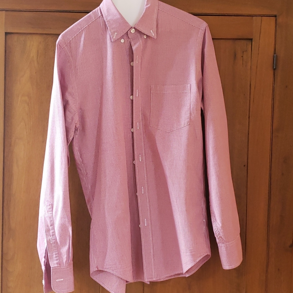 Mens JCrew xs red/white check button down.